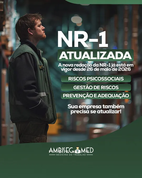 Post informativo sobre a NR-1 atualizada para a Ambisegmed