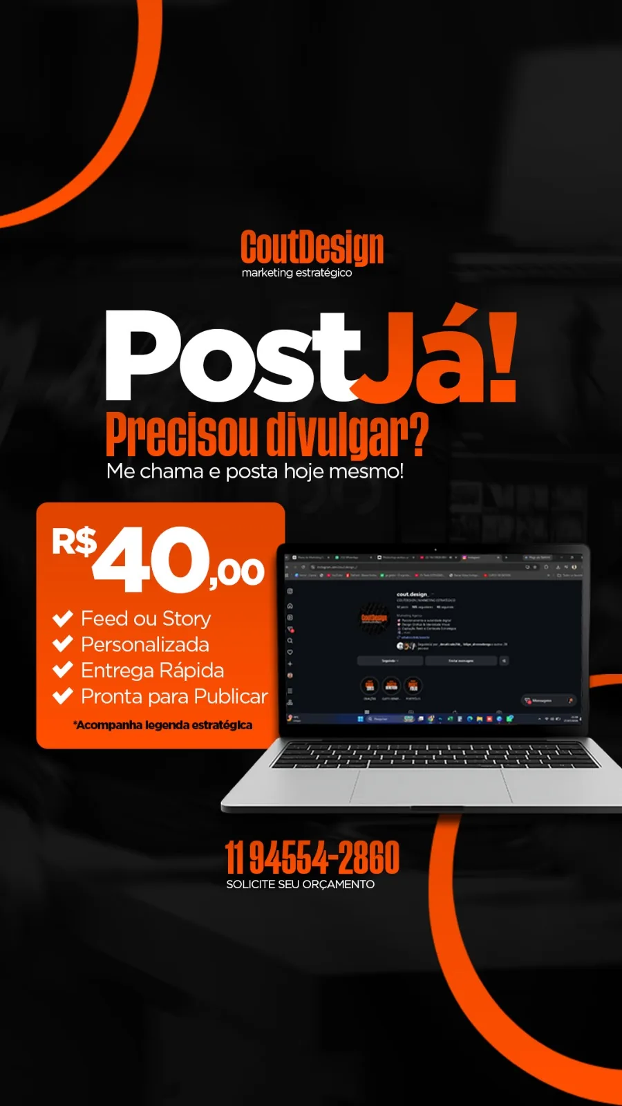 Criativo da oferta PostJá: post personalizado por R$ 40,00